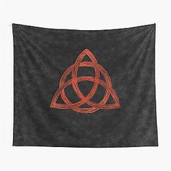 Red Charmed Triquetra Knot Symbol Drawing for Spiritual Women