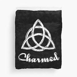 Charmed Sign Triquetra Witches Knot Drawing for Spiritual Women Duvet Cover