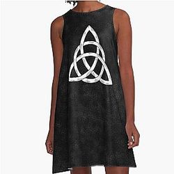 Charmed Sign Triquetra Witches Knot Witch Symbol Drawing for Spiritual Women A-Line Dress