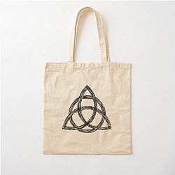 Charmed Sign Triquetra Witches Knot Witch Symbol Drawing for Spiritual Women Cotton Tote Bag