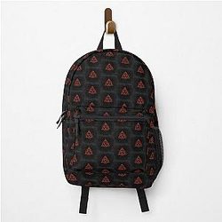 Red Charmed Triquetra Witches Knot Drawing for Spiritual Women Backpack