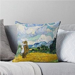 Leia and Chewbacca in Wheat Field Throw Pillow