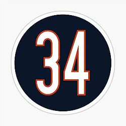Walter Payton Number 34 Jersey Chicago Bears Sticker