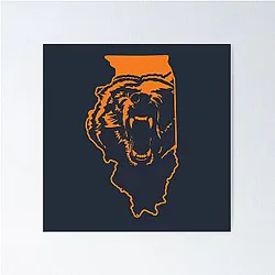 Chicago Bears Illinois NFL Poster State Outline