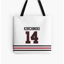 Chicago Blackhawks Kevin Korchinski Away Jersey All Over Print Tote Bag