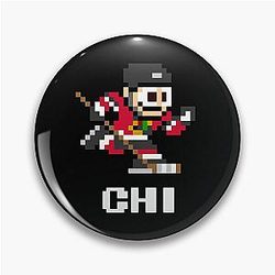 Chicago Blackhawks Home Initials 8-bit Hockey Player Pin