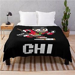 Chicago Blackhawks Home and Initials 8-bit Hockey Player Throw Blanket