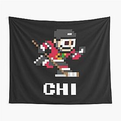 Chicago Blackhawks Home Initials 8-bit Hockey Player Tapestry