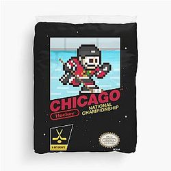 Chicago Blackhawks 8-bit Videogame Duvet Cover