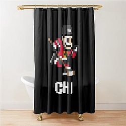 Chicago Blackhawks Home Initials 8-bit Hockey Player Shower Curtain