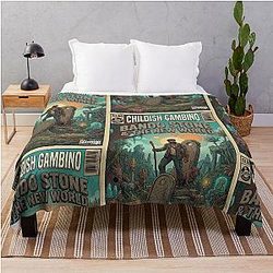 Childish Gambino Bando and the New World Retro Comic Art Throw Blanket