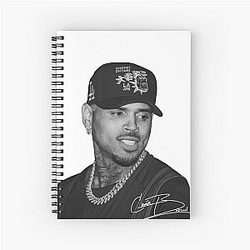 Chris Brown Black Portrait Signature Edition Spiral Notebook