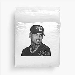 Chris Brown Black Portrait Signature Edition Duvet Cover