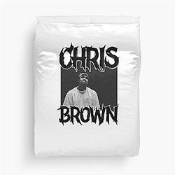 Chris Brown Black Portrait Duvet Cover