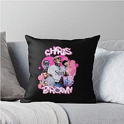 Pink Chris Brown Throw Pillow