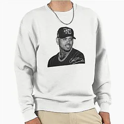 Chris Brown Black White Portrait Signature Edition Pullover Sweatshirt