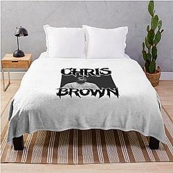 Chris Brown Black Portrait Throw Blanket