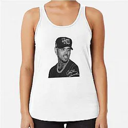 Chris Brown Black Portrait Signature Edition Racerback Tank Top