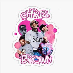 Pink Graffiti Chris Brown Sticker
