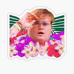 Chris Farley Sunglasses Surprise Hawaii Flowers Sticker