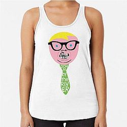 Minimal Chris Farley Matt Foley Face Racerback Tank Top