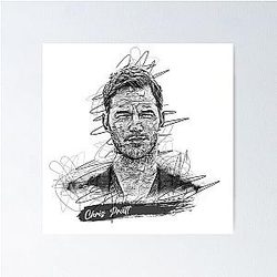 Chris Pratt Abstract Sketch Art Poster
