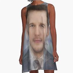 Chris Pratt Portrait Overlay A Line Dress