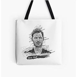 Chris Pratt Abstract Sketch Art, Chris Pratt All Over Tote Bag