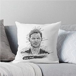 Chris Pratt Abstract Sketch Art Throw Pillow