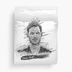 Chris Pratt Abstract Sketch Art, Chris Pratt Duvet Cover