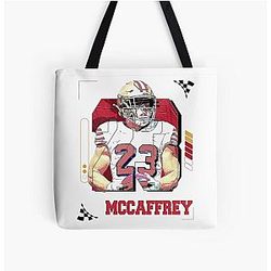Christian McCaffrey Design All Over Print Tote Bag