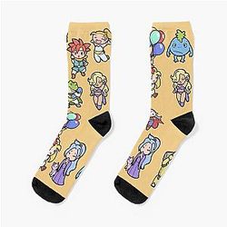 Chrono Trigger Cast Socks - Light Orange Background Socks