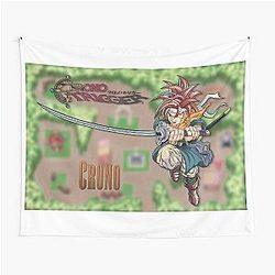 Crono jumping to action in Chrono Trigger with background Tapestry