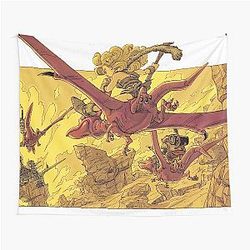 Ayla Riding Dragon with Crono and Robo - Chrono Trigger Tapestry