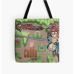 Crono jumping to action in Chrono Trigger background Tote Bag