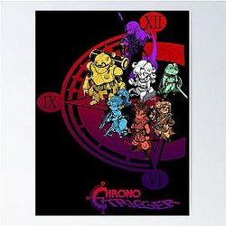 Chrono Trigger Colorful Character Clock Design for Retro Game Fans Poster