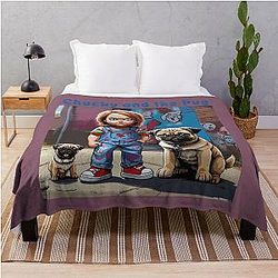 Pug and Chucky 2 Throw Blanket