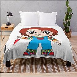 Chucky the immortal killer doll cartoon throw blanket
