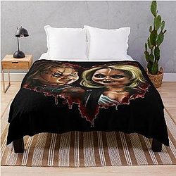 Chucky and Tiffany Heart Design Throw Blanket