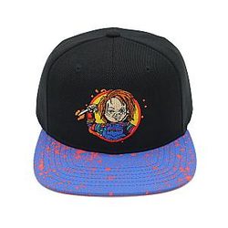 Chucky Adult Snapback Hat with Flat Brim, Black, One Size