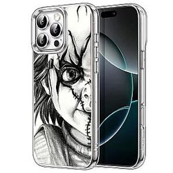 Phone Case Chucky Face Compatible with iPhone 14 Soft TPU Protective Clear