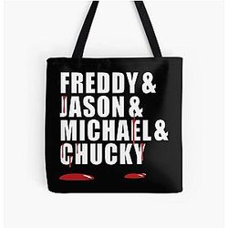 Freddy, Jason and Michael & Chucky All Over Print Tote Bag