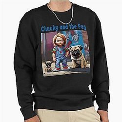 Pug and Chucky Pullover Sweatshirt