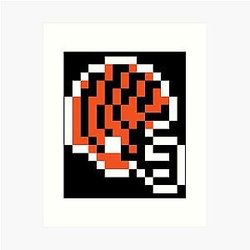 Cincinnati Bengals 8-Bit Football Helmet Art Print