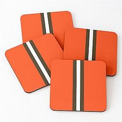 Cleveland Browns Stripe Mask Coasters Set of 4