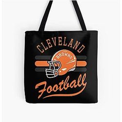 Art Cleveland Browns All Overprint Tote Bag