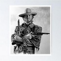 Clint Eastwood Josey Wales drawing Poster