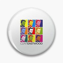 Clint Eastwood pop art portrait poster button pin badge
