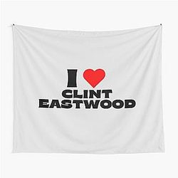 I Love Clint Eastwood Black Font Tapestry