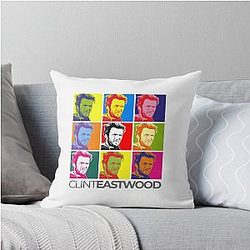 Clint Eastwood Pop Art Portrait Throw Pillow